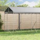 Outdoor-Hundezwinger mit Dach Silbern 2x10x2,5 m Stahl Verzinkt