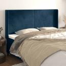 Kopfteil mit Ohren Dunkelblau 183x16x118/128 cm Samt