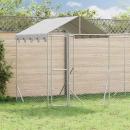 Outdoor-Hundezwinger mit Dach Silbern 4x4x2,5m Verzinkter Stahl