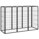 8-tlg. Hundelaufstall Schwarz 50x100 cm Stahl Pulverbeschichtet
