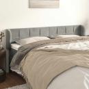 Kopfteil mit Ohren Hellgrau 183x23x78/88 cm Samt