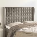 Kopfteil mit Ohren Hellgrau 147x23x118/128 cm Samt