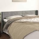 Kopfteil mit Ohren Hellgrau 203x16x78/88 cm Samt