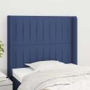Kopfteil mit Ohren Blau 103x16x118/128 cm Stoff