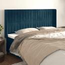 Kopfteil mit Ohren Dunkelblau 183x16x118/128 cm Samt