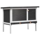 Kaninchenstall 1 Ebene Grau Holz