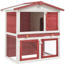 Kaninchenstall 3 Türen Rot Holz