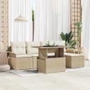 Gartensofa-set mit Kissen 6 pcs Beige Poly-Rattan