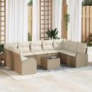 ARDEBO.de - Sofa Set mit Kissen 10 pcs Beige Poly Rattan