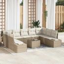 ARDEBO.de - Gartensofa-set mit Kissen 10 pcs Beige Poly-Rattan