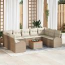 ARDEBO.de - Gartensofa-set mit Kissen 10 pcs Beige Poly-Rattan