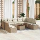 ARDEBO.de - Gartensofa-set mit Kissen 10 pcs Beige Poly-Rattan