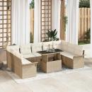 ARDEBO.de - Sofa Set mit Kissen 10 pcs Beige Poly-Rattan