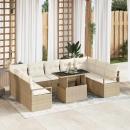 ARDEBO.de - Garten-Sofa-Set mit Kissen 10 pcs Beige und Creme Poly-Rattan