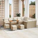 ARDEBO.de - Gartensofa-set mit Kissen 13 pcs Beige Poly-Rattan