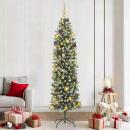 Künstlicher schlanker Weihnachtsbaum Grün und Weiß 210 cm