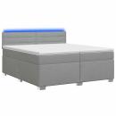 Boxspringbett mit Matratze und LED Hellgrau 200 x 200 cm Stoff