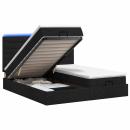 Ottoman-Bett mit Matratze und LED Schwarz 180 x 200 cm Stoff