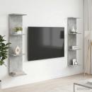 Wandregal 2 Stk. Betongrau 25 x 15 x 100 cm Holzwerkstoff