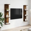 Wandregal 2 Stk. Raucheiche 25 x 15 x 100 cm Holzwerkstoff