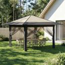 Gazebo mit 4 Seitenwänden 3,3 x 3,3 m Creme und Anthrazit