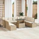 Gartensofa-set 10 stk. Beige Poly-Rattan
