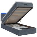 Ottoman-Bett mit Matratze und LED Dunkelgrau 90 x 190 cm Samt