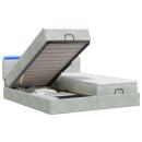 Ottoman-Bett mit Matratze und LED Hellgrau 200 x 200 cm Samt