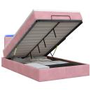 Ottoman-Bett mit Matratze und LED Rosa 120 x 190 cm Samt