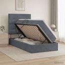 LED-Speicherbett mit Matratze Dunkelgrau 90 x 190 cm Samt