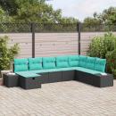Gartensofa-set 8 stk. Schwarz Poly-Rattan