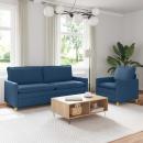 Sofa Set 2 stk. Blau Stoff