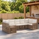 Gartensofa-set 7 Stk. 7-Sitzanzahl Beige und Cremeweiß
