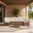 Gartensofa-set 8 stk. Beige Poly-Rattan