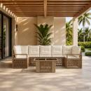 Gartensofa-set 8 stk. Beige und Cremeweiß Poly-Rattan