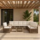 Gartensofa-set 12 stk. Beige und Cremeweiß Poly-Rattan
