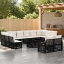 Gartensofa-set 13 stk. Schwarz und Cremeweiß Poly-Rattan