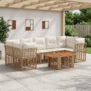 Gartensofa-set 8 stk. Natürlich und Cremweiß Poly-Rattan