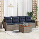 ARDEBO.de - Gartensofa-set 5 stk. Grau Poly-Rattan