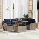 ARDEBO.de - Gartensofa-set 6 stk. 5-Sitzanzahl Grau und Marineblau
