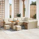 ARDEBO.de - Gartensofa-set 13 Stk. 9-Sitzanzahl Beige und Creme Poly-Rattan