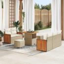 ARDEBO.de - Gartensofa-set 10 Stk. 7-Sitzanzahl Beige und Creme Poly-Rattan