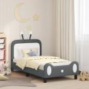 ARDEBO.de - Kinderbettgestell mit Kopfteil Hellgrau 80 x 160 cm PU