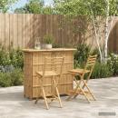 ARDEBO.de - Outdoor Bar Tisch und Hocker 3 stk. Natur Bambus