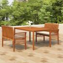 ARDEBO.de - 3-tlg. Garten-Essgruppe mit Kissen Massivholz Akazie