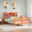 ARDEBO.de - Massivholzbett mit Regal ohne Matratze Wachsbraun 160x200 cm
