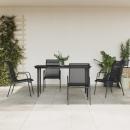 ARDEBO.de - 5-tlg. Garten-Essgruppe Schwarz Stahl und Textilene