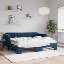 ARDEBO.de - Tagesbett Ausziehbar mit Matratzen Blau 90x200 cm Samt