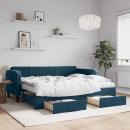 ARDEBO.de - Tagesbett Ausziehbar mit Schubladen Blau 90x200 cm Samt