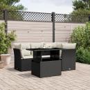 ARDEBO.de - 5-tlg. Garten-Sofagarnitur mit Kissen Schwarz Poly Rattan